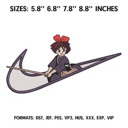 kiki's delivery service embroidery design file, kiki delivery anime embroidery design, machine embroidery pattern