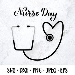Nurse Day hand lettered SVG with stethoscope. Gift for nurse