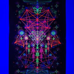 Blacklight tapestry "Astral Geometry" Abstract art Psychedelic decor Sacred Geometry Festival tapestry Trippy poster