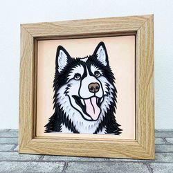 Dog 3D Layered SVG For Cardstock/ Husky Multilayer Shadow Box SVG/ 3D Dog Wall Art/ Dog Papercraft SVG/ Pet Memorial