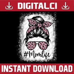 pink leopard mom life bleached mother's day happy mother's day png sublimation design
