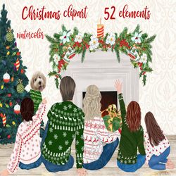 christmas family clipart: "family clipart" family christmas parents and kids christmas mug dog clipart planner graphics