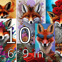 vintage fox, sticker, postcard, scrapbooking-1