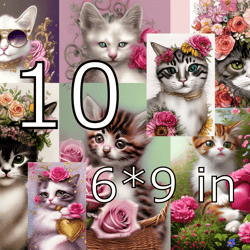 vintage kitten, sticker, postcard, scrapbooking-1