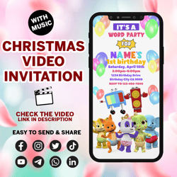 word party invitation, word party birthday invitation, word party video invite, word party animated invitation, word