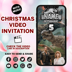jurassic world video invitation, birthday party, jurassic world video invite, jurassic world animated invitation