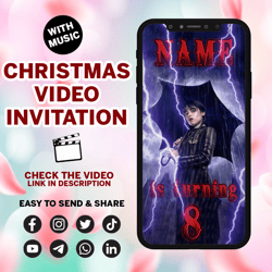 wednesday birthday video invitation wednesday addams birthday party invitation wednesday animated invite digital