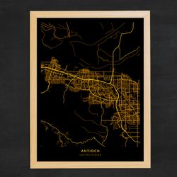 antioch city map, city of antioch - united states map poster