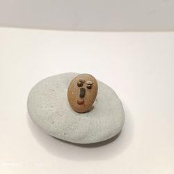 Unique pebble ring, face stone ring, mothers ring, adjustable size, stone ring for woman, rock ring, bohemian jewejry