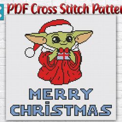 Baby Yoda Cross Stitch Pattern / Star Wars Cross Stitch Pattern / Christmas Cross Stitch Pattern / The Mandalorian Chart