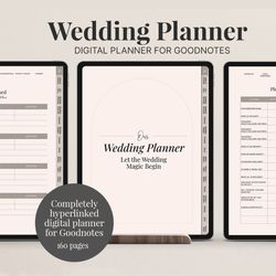 Wedding Planner for iPad Goodnotes, 160 Page Digital Wedding Planner, Wedding Itinerary, Wedding To Do List, Checklist