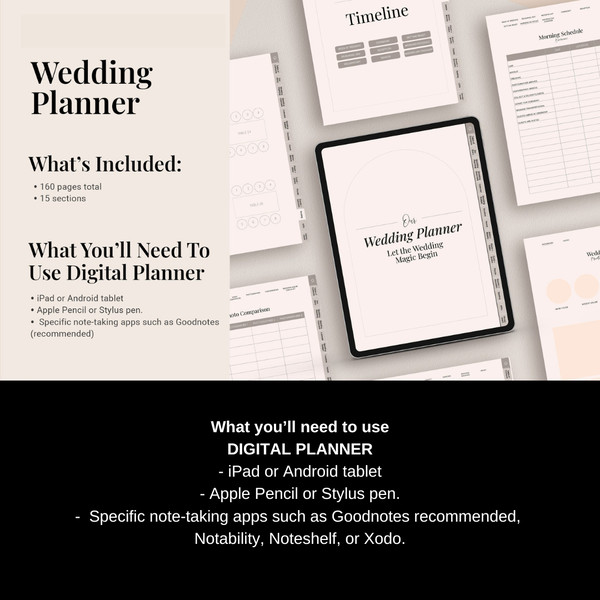 Wedding Planner for iPad Goodnotes, 160 Page Digital Wedding Planner, Wedding Itinerary, Wedding To Do List, Checklist (3).jpg
