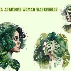 Monstera Adansonii Woman Watercolor