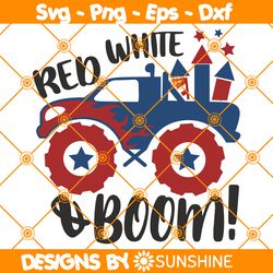Red White and Boom Svg, Patriotic Monster Truck Svg, 4th of July Svg, Fireworks Truck Svg, American Truck Svg
