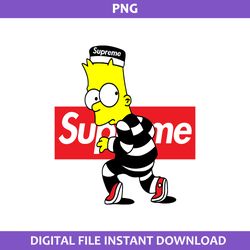 Bart Simpson Supreme Png, Supreme Logo Png, Bart Simpson Png, Cartoon Supreme Png Digital File