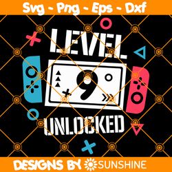 Level 9 Unlocked Birthday Svg, Level 9 Unlocked Svg, Birthday Boy Gamer Svg, 9 years Old Gamer Shirt Svg