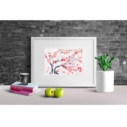 Cherry Blossom Artwork  Tree Original Painting Japanese Art Asian Blossoms  Scenery  Elegance