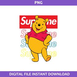 pooh bear supreme png, supreme logo png, pooh bear png, disney supreme png digital file