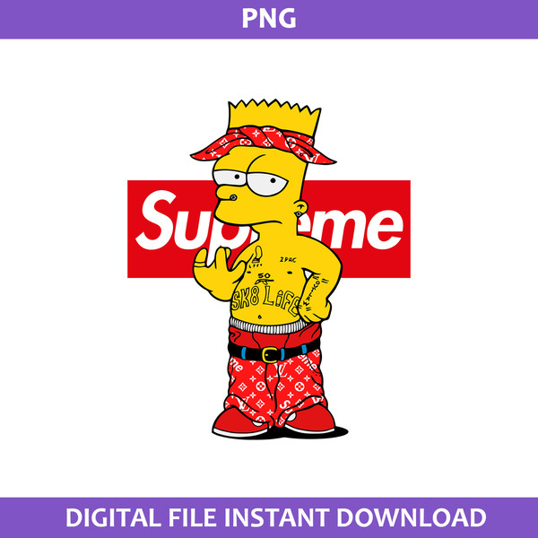 Supreme Bart Simpson Png, Bart Simpson Png, Supreme Brand Png, Cartoon  Supreme Png Digital File