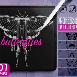 Butterflies Tattoo Stamps For Procreate