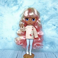 Blythe clothes, Beige sweater for azone pureneemo (s), 30,5 cm doll clothes