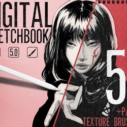 Digital Sketchbook For Procreate, Sketch Brushes, Liners