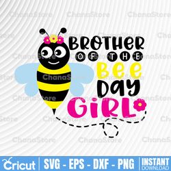 brother of the bee day girl svg funny bee theme birthday gifts for girls, family matching svg for girl's birthday
