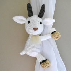 Goat curtain tieback crochet PATTERN, right or left tieback pattern PDF instant download