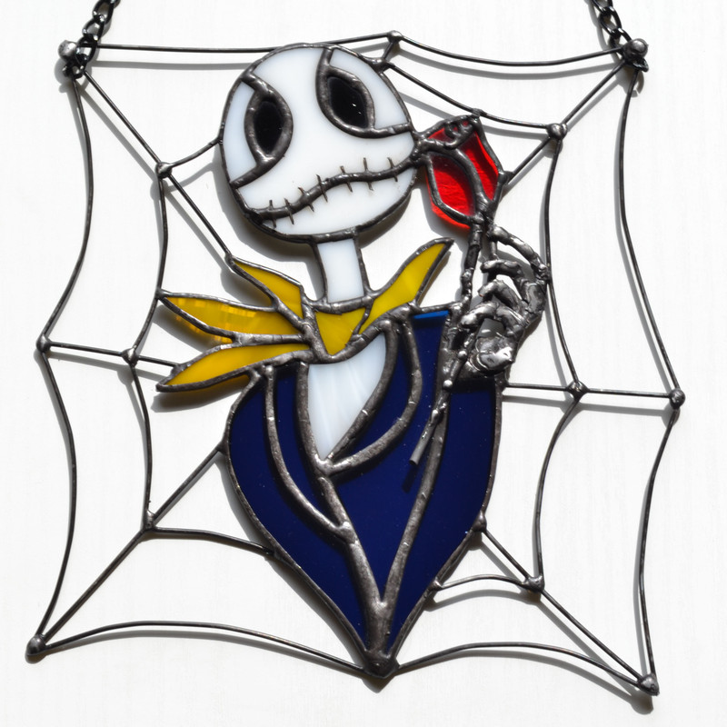 Nightmare Before Christmas Inspired Gothic Stained Glass Suncatcher Jack Skellington Goth Decor Gothic Home Decor 0