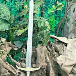 Templar's Sword Two Handed Longsword Damascus Steel Viking Sword with Metal Handle
