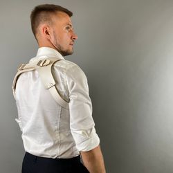 Men Suspenders, Adjustable Personalized Leather Suspenders, Handmade Suspenders, Wedding Groom Suspenders, Braces, Gentl