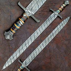 Dragon Slayer Sword, Viking Battle Sword Handmade with Wood Resin Handle