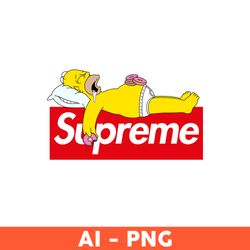 Homer Sleeping On Supreme Png, Homer Png, The Simpson Supreme Png, Cartoon Supreme Png, Fashion Brand Svg - Download