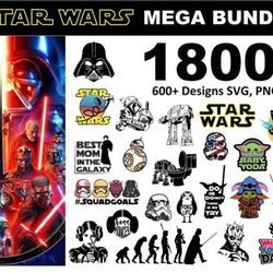 1800 files star wars svg eps png, star wars bundle svg, for cricut, silhouette, digital, file cut