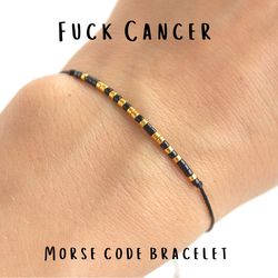 FUCK CANCER Morse code bracelet, Nobody fights alone, Breast cancer mood gifts, Fighting cancer bracelet, Support gift