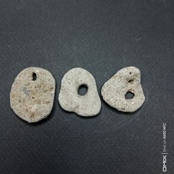Lot of 3 pieces hag stone, bulk hagstone, hole stone, wish stone, lucky stone, rare stone with a hole, amulet stone,