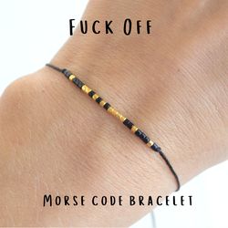 FUCK OFF morse code bracelet, Friend group gifts, Adult friendship bracelet, Funny birthday gift, Christmas gift