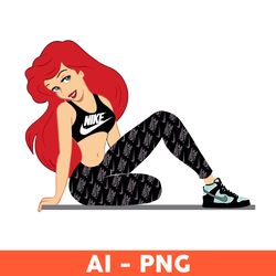 mermaid nike png, mermaid png, nike logo png, disney princess nike png, sport fashion png, ai digital file - download