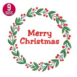 merry christmas embroidery design, flower bunch, machine embroidery design, instant download