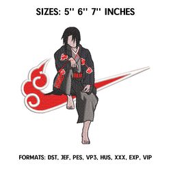 Nike Uchiha Itachi Embroidery Design File, Naruto Anime Embroidery Design, Machine Embroidery. Anime Design Pes Brother