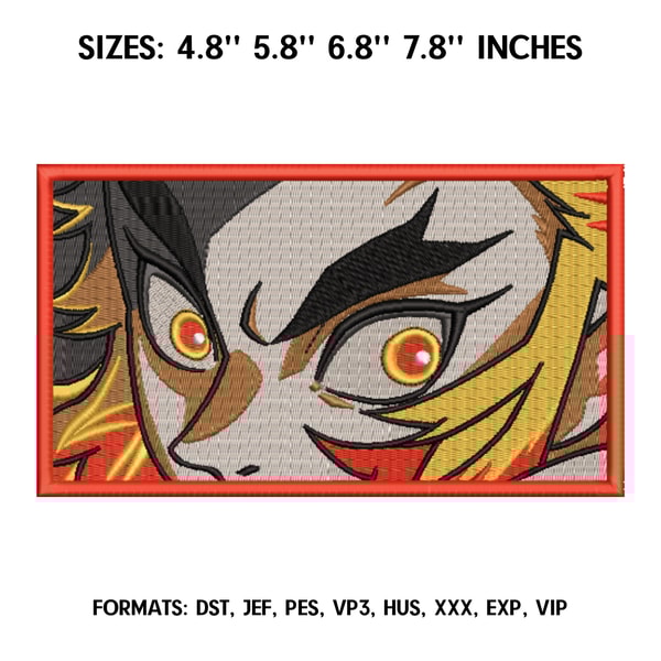Kyojuro Rengoku Embroidery Design File, Kimetsu no yaiba Ani - Inspire ...