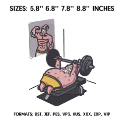 patrick workout majin buu embroidery design file, sponge bob anime machine embroidery design, anime pes design brother