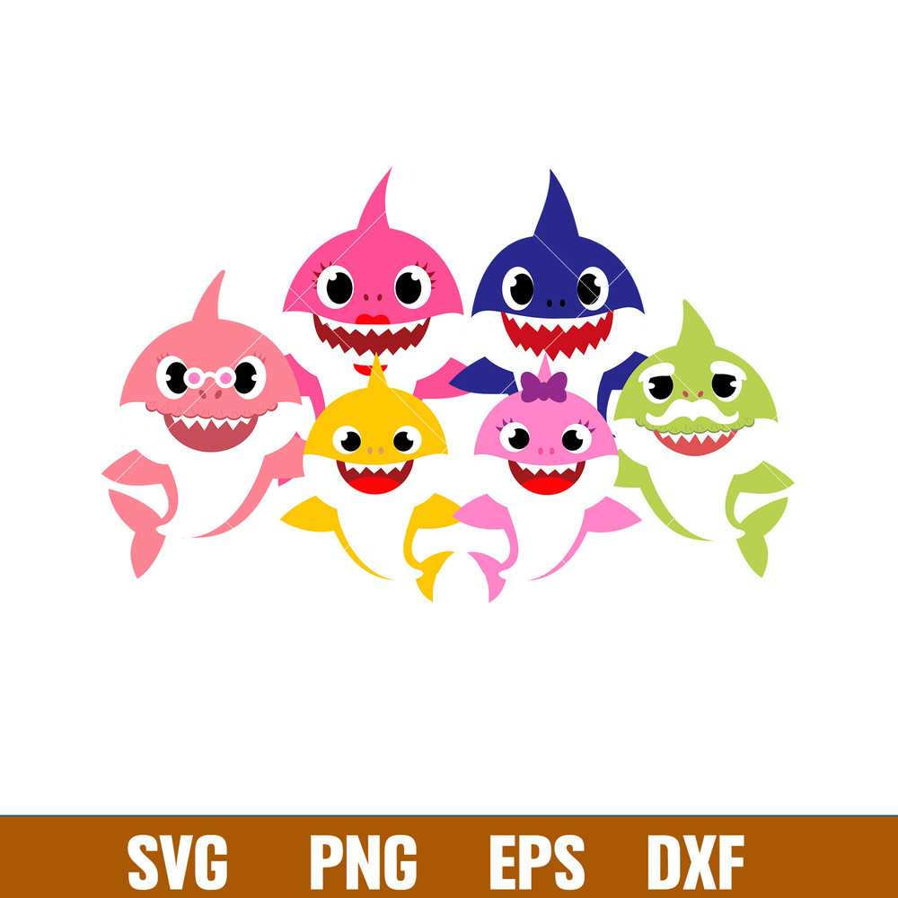 Baby Shark Png, Shark Family Png, Ocean Life Png, Cute Fish Png, Shark Png Digital File, BBS44.jpg