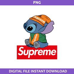 stitch supreme png, supreme logo png, stitch png, cartoon supreme png digital file