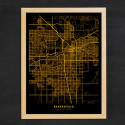 Bakersfield City Map, City of Bakersfield - United States Map Poster