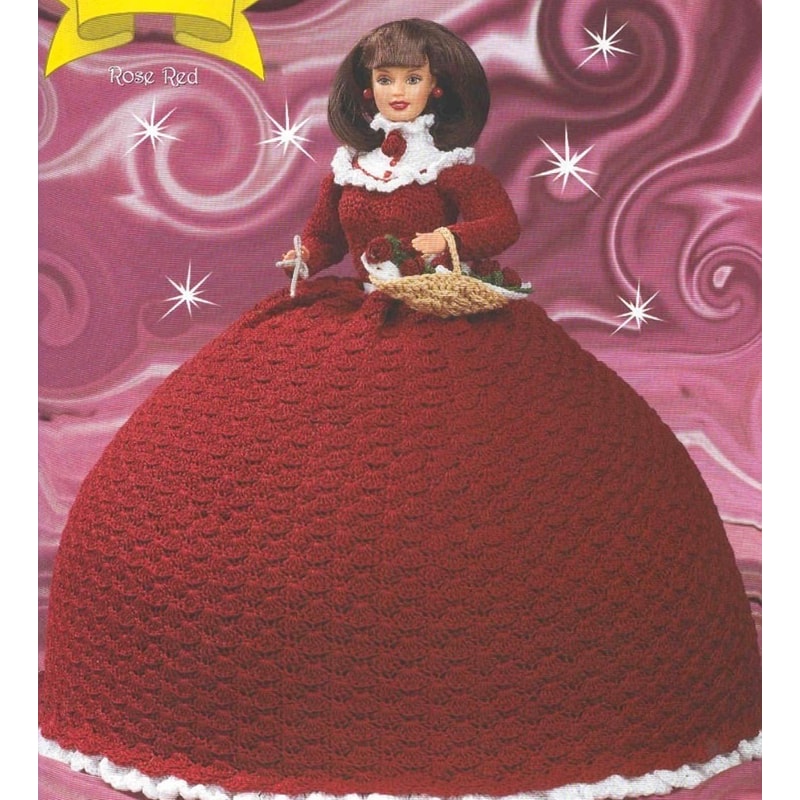 Fashion doll Barbie Red dress crochet vintage pattern.jpg
