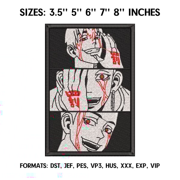 Hanma Embroidery Design File, Tokyo Revengers Anime Embroide - Inspire ...