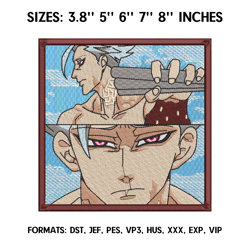 ban embroidery design file, seven deadly sins anime embroidery design, machine embroidery, anime pes desig brother
