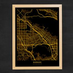 Burbank City Map, City of Burbank - United States Map Poster