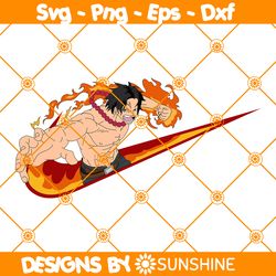 Portgas D Ace x Nike Svg, One Piece Nike Svg, One Piece SVG, Japanese Anime Manga Svg, File For Cricut